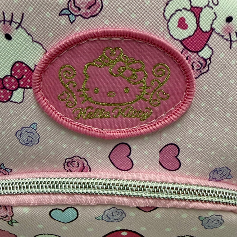 Hello Kitty Sanrio Pink Mini Backpack All Over Print Hearts Roses Kids Bag - Picture 4 of 8